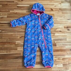 Patagonia Kid's Reversible Puff-Ball Bunting Blue/Pink Geometric Print 6-12M